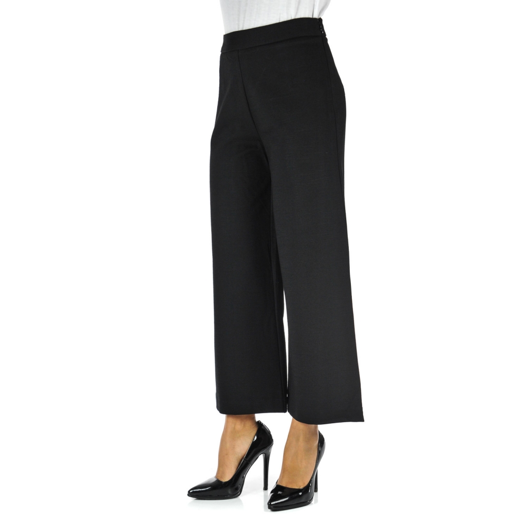 ANONYME Pantalone palazzo 7/8 BLACK Pantaloni