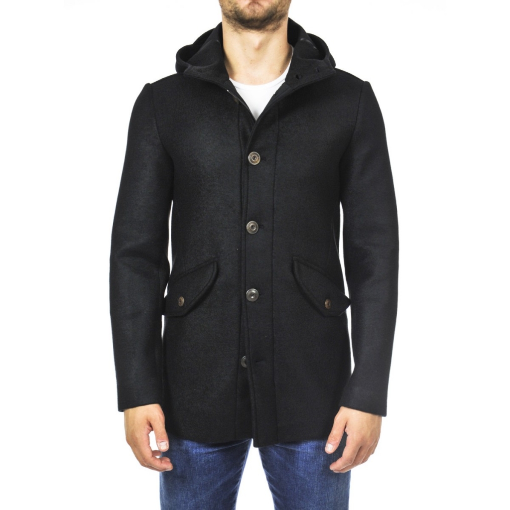 3 Cappuccio Panno Lana Parka Cuore Jacket Uomo Di Ero j3L4qc5AR