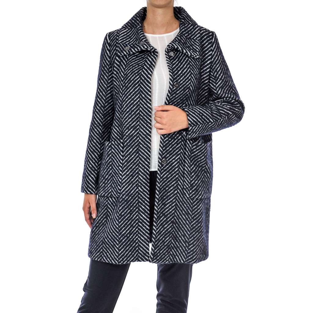 Emme Marella - Cappotto tessuto chevron NAVY - Giacche e ... Emme Marella - Cappotto tessuto chevron NAVY - Giacche e ...
