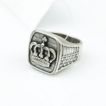 ANELLO CORONA QUADRATA SILVER