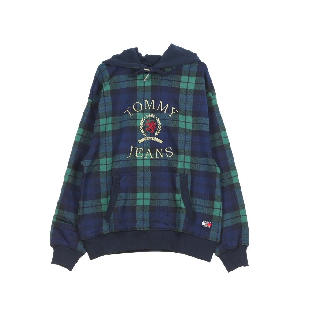 tommy jeans plaid crest logo hoodie