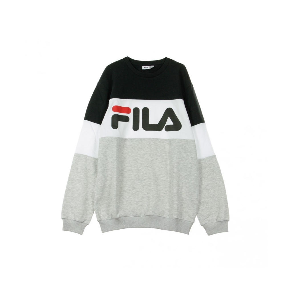 FELPA GIROCOLLO STRAIGHT BLOCKED CREW BLACK/LIGHT GREY MELANGE