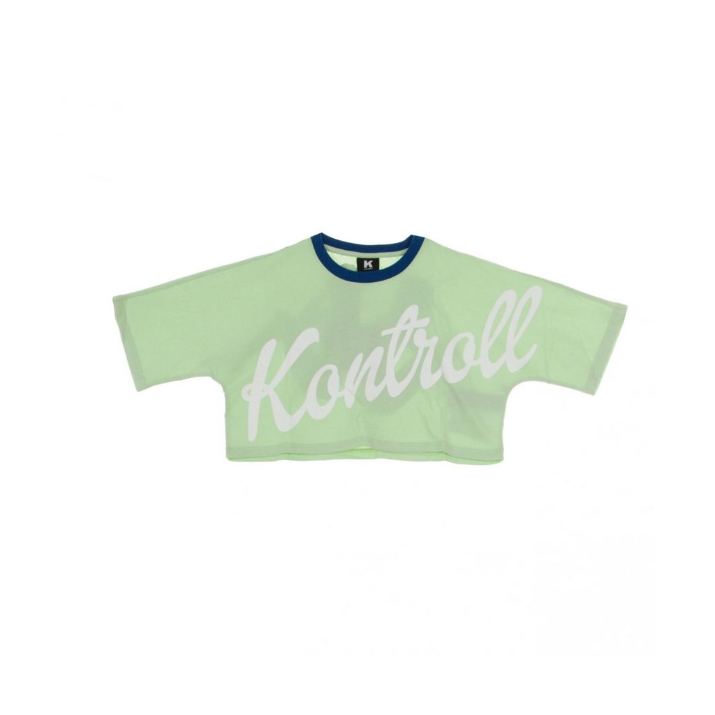 MAGLIETTA CORTA CROP T-SHIRT GREEN/LIGHT BLUE/WHITE