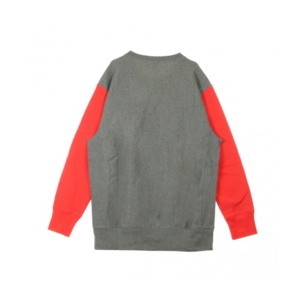 FELPA GIROCOLLO COLOUR BLOCK KANGAROO POCKET REVERSE WEAVE GREY/RED