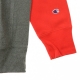 FELPA GIROCOLLO COLOUR BLOCK KANGAROO POCKET REVERSE WEAVE GREY/RED