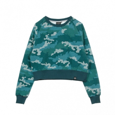 FELPA GIROCOLLO CORTA CROP TOP L/S CAMO CAMO GREEN