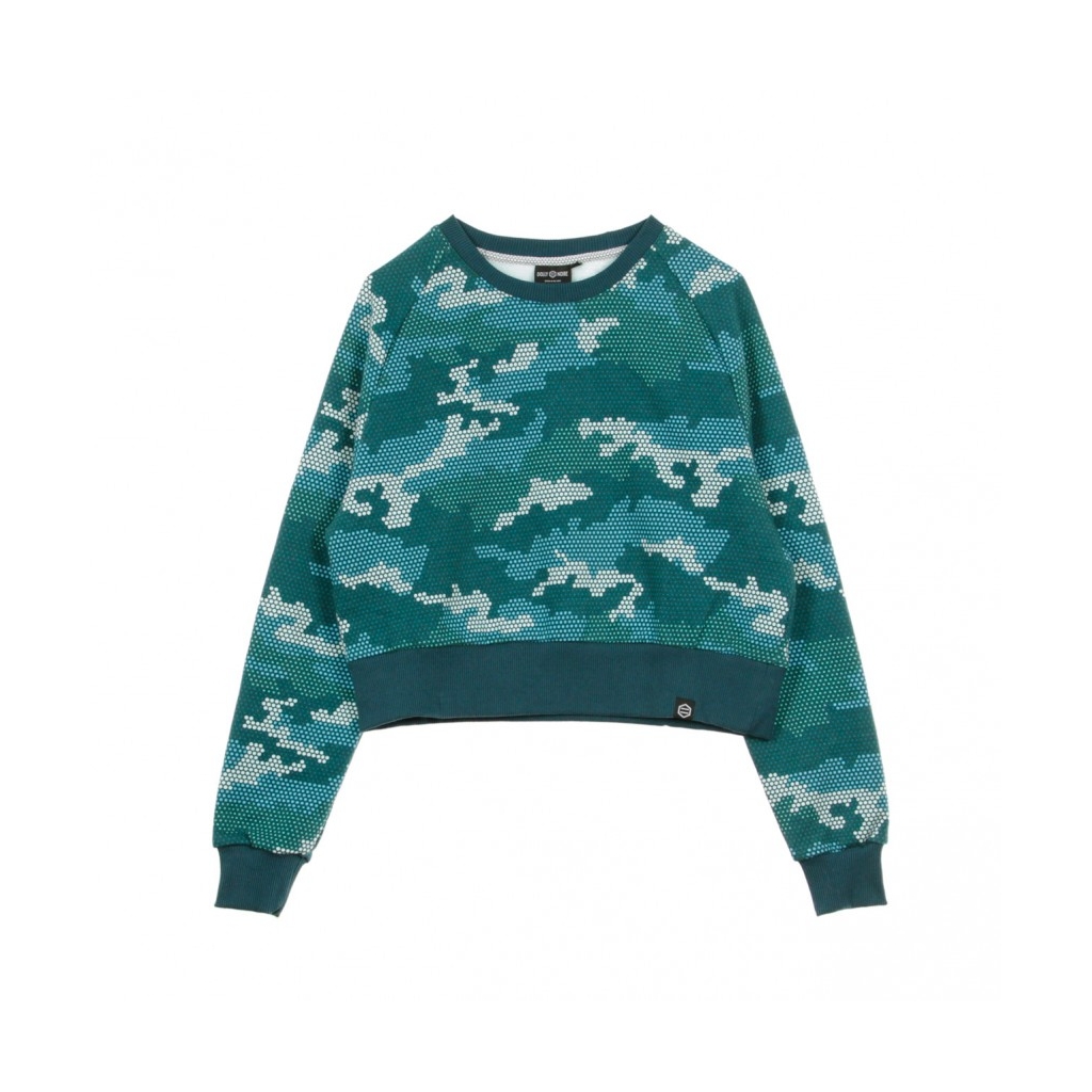 FELPA GIROCOLLO CORTA CROP TOP L/S CAMO CAMO GREEN