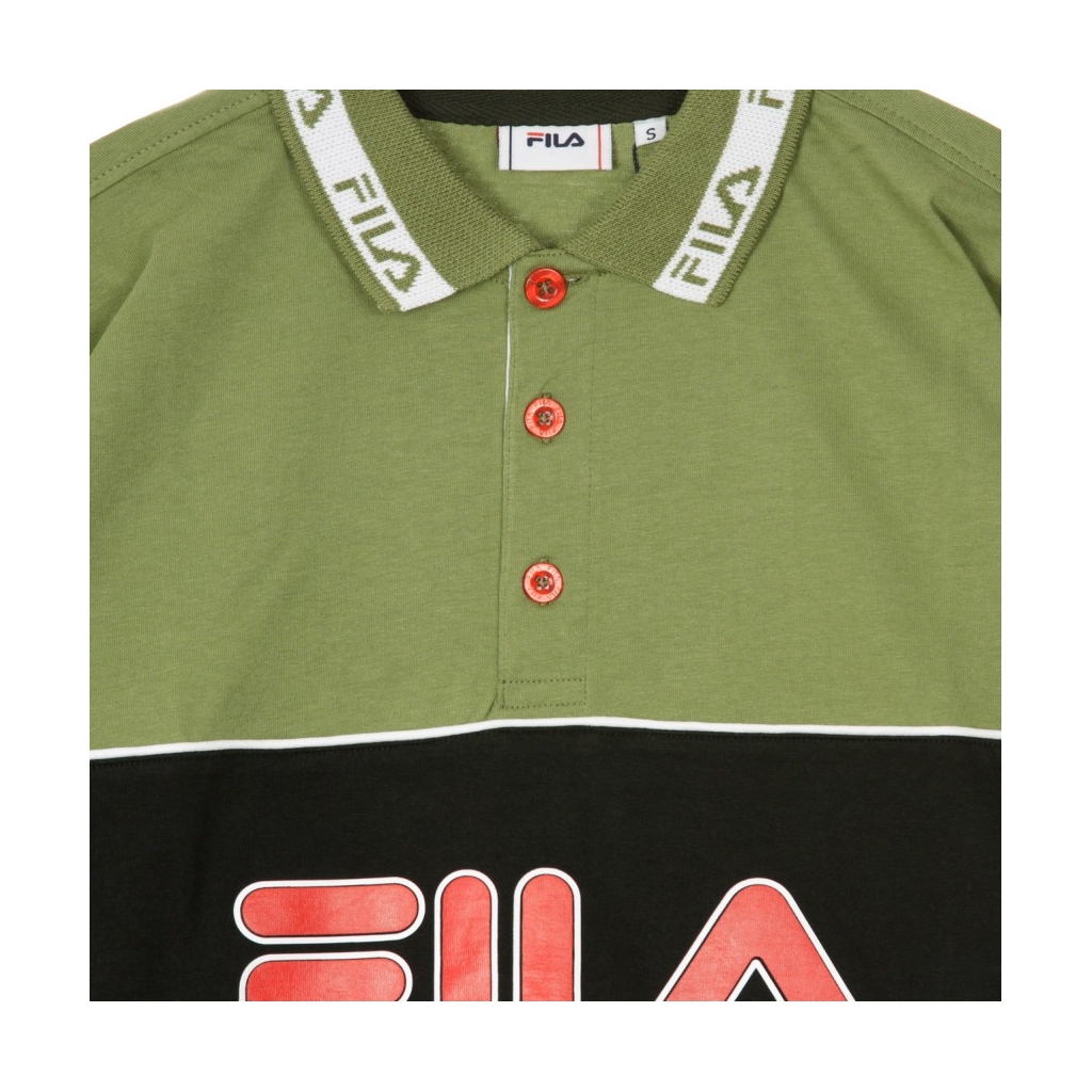 POLO MANICA LUNGA UMED DEEP LICHEN GREEN BLACK BRIGHT WHITE