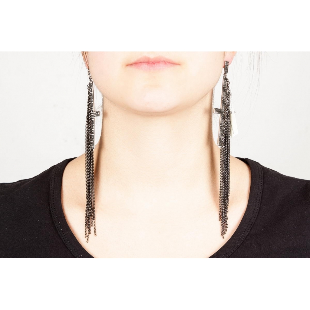 ORECCHINI ORECCHINO CROSS RAIN ARGENTO