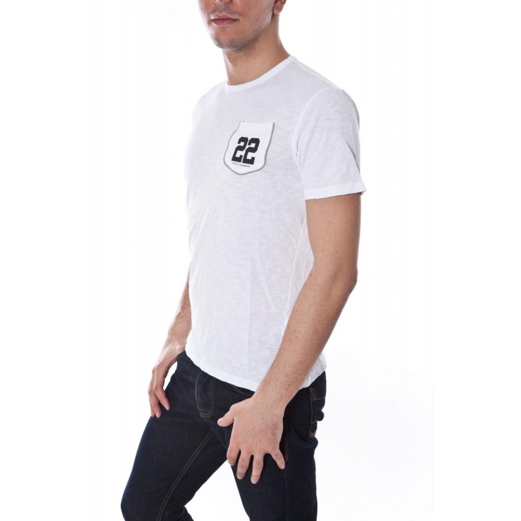 T-SHIRT MAGLIA 22 TASCA ZIP ST BIANCO