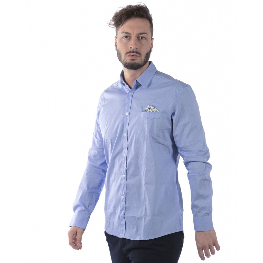 CAMICIA CAMICIA CON POCHETTE AZZURRO