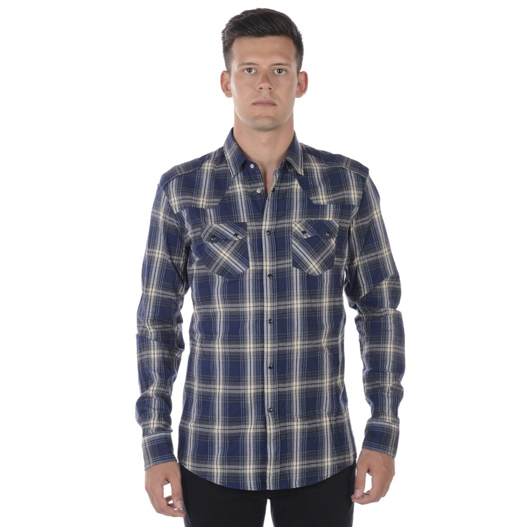 CAMICIA CAMICIA MILITARE CARRE BLU