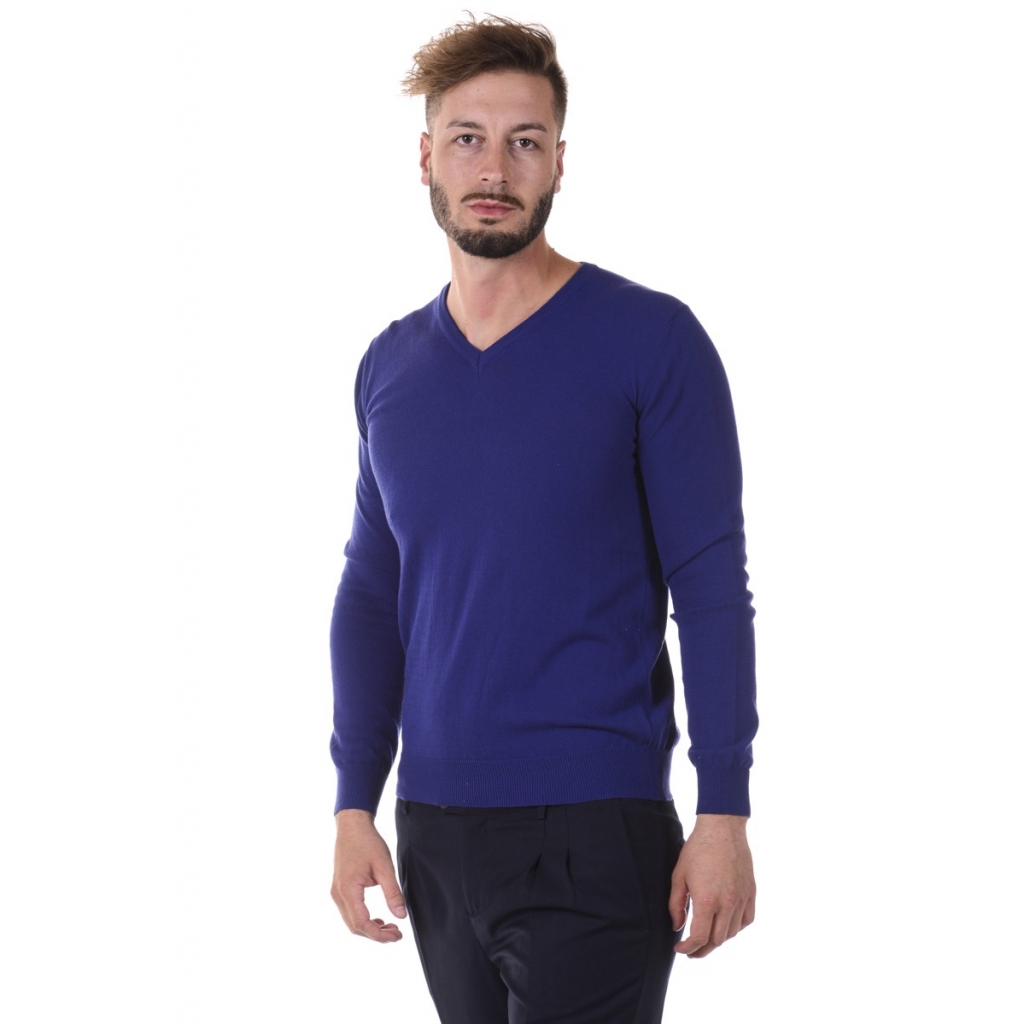 MAGLIA MAGLIA BASICO SCOLLO A V BLU