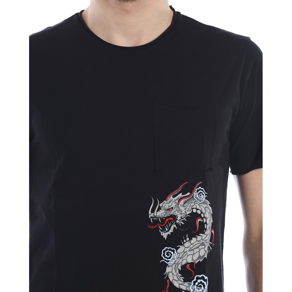 T-SHIRT MAGLIA POPPO DRAGO ST RIC NERO