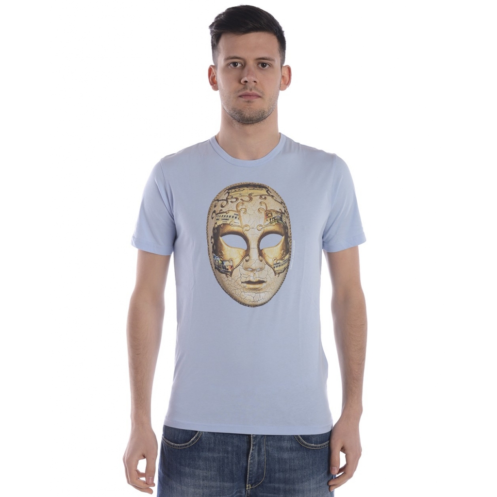 T-SHIRT MAGLIA UNA MASCHERA MUSICALE S CELESTE