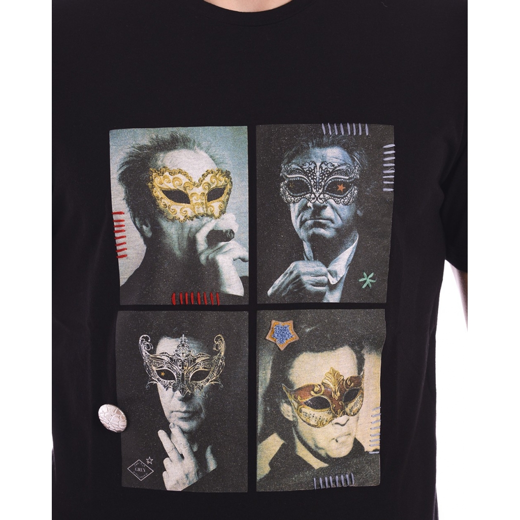 T-SHIRT MAGLIA POP ART IN MASCHERA ST NERO