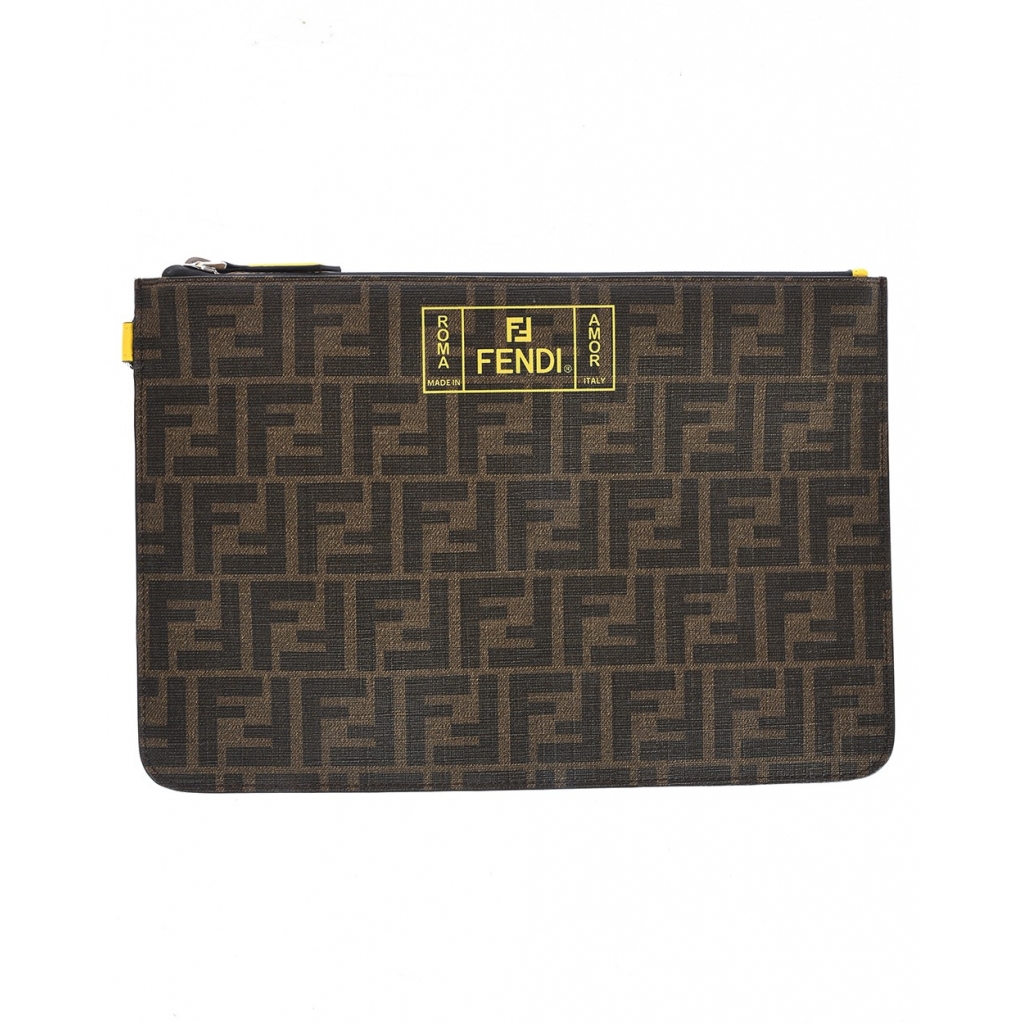 BUSTINA POCHETTE IN TESSUTO MARRONE