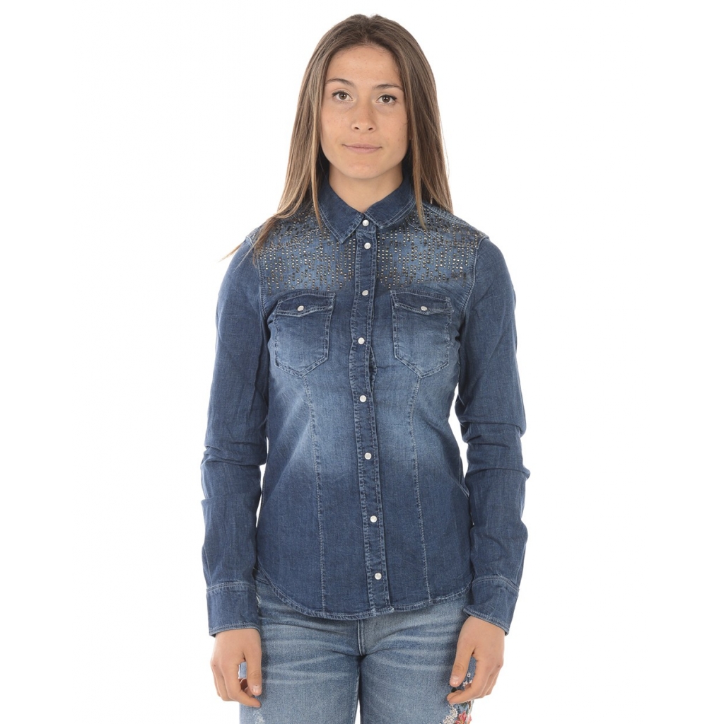 Camicia jeans on sale con strass