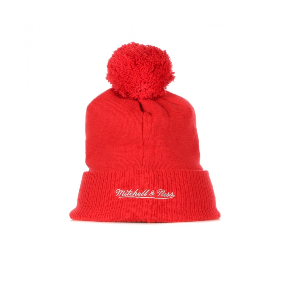 BERRETTO LANA GREYTON SCRIPT POM BEANIE HOUROC RED