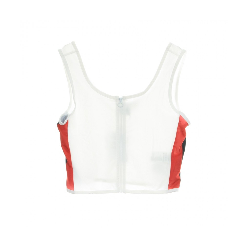 TOP SIDE STRIPE CROPPED ZIP TOP WHITE/FIRE RED/NAVY