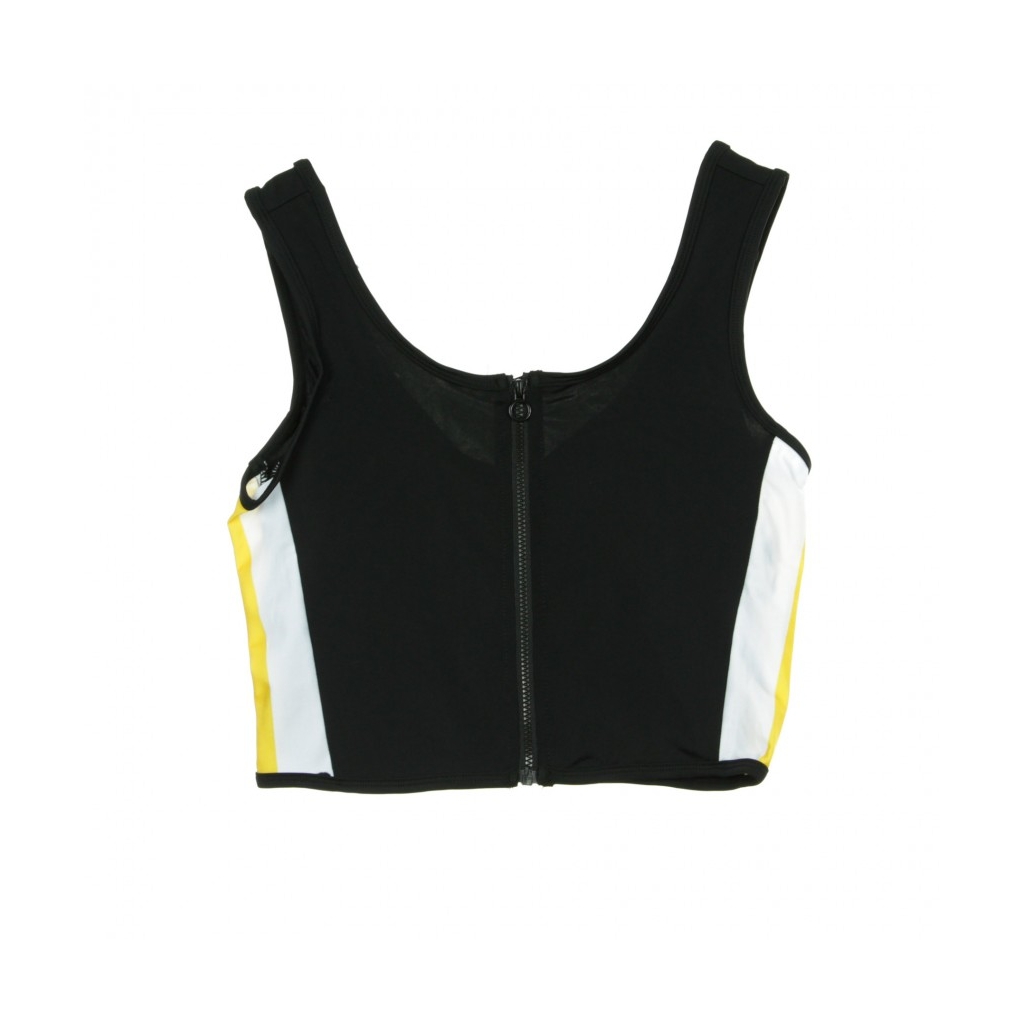 TOP SIDE STRIPE CROPPED ZIP TOP BLACK/WHITE/YELLOW