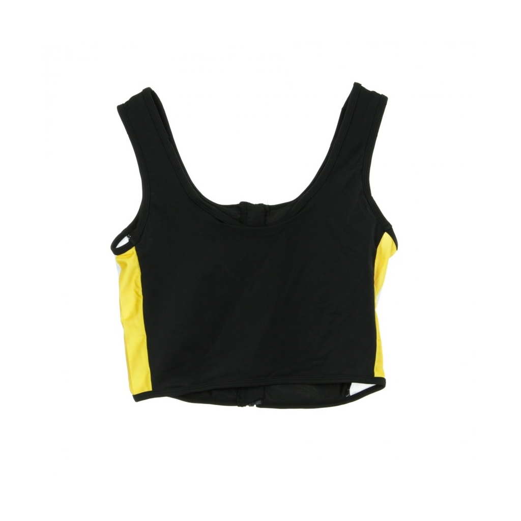 TOP SIDE STRIPE CROPPED ZIP TOP BLACK/WHITE/YELLOW