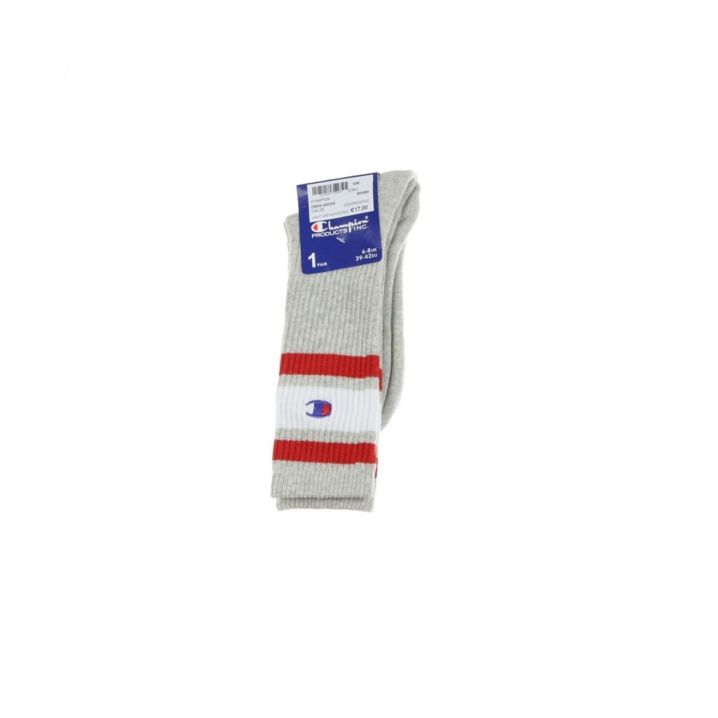 CALZE CREW SOCKS LIGHT GREY/WHITE/RED