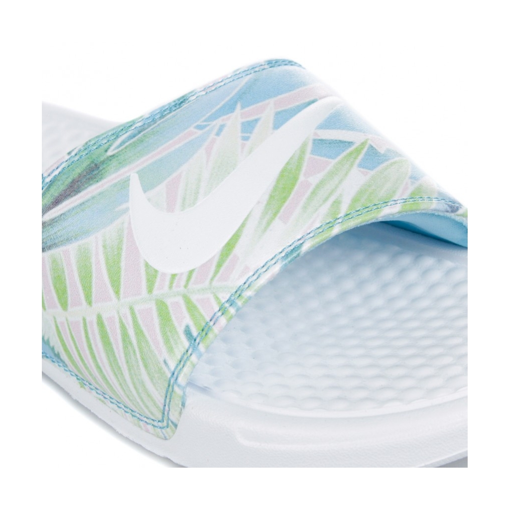 CIABATTE WMNS BENASSI JDI PRINT WHITE/WHITE/BLUE GAZE/APHID GREEN