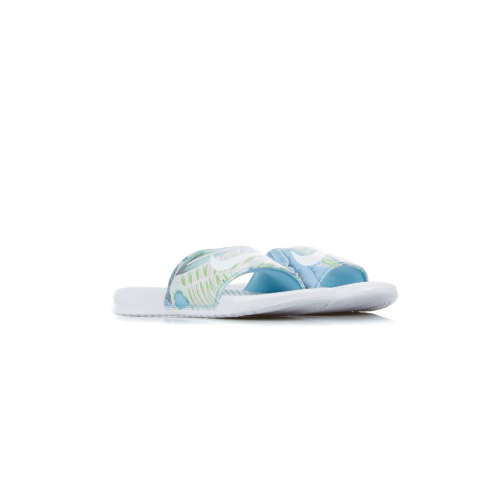 CIABATTE WMNS BENASSI JDI PRINT WHITE/WHITE/BLUE GAZE/APHID GREEN