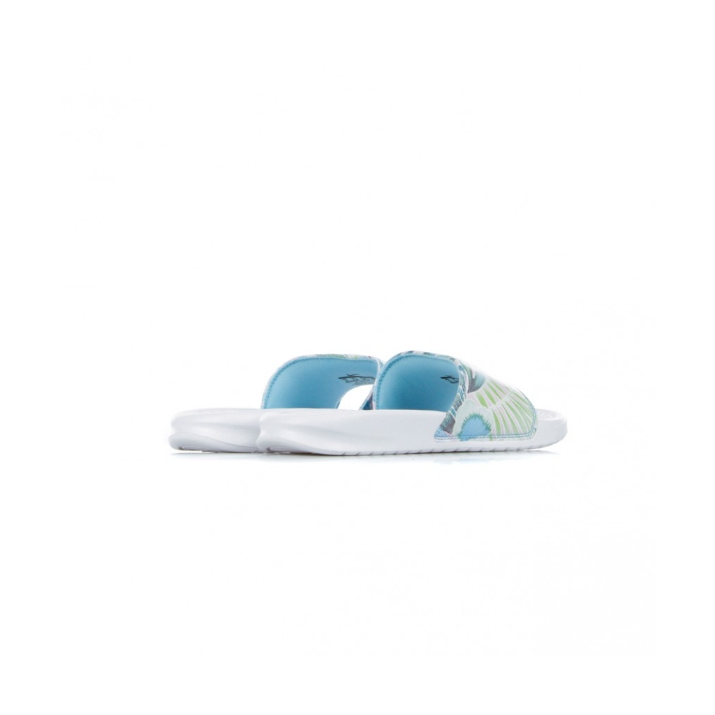 CIABATTE WMNS BENASSI JDI PRINT WHITE/WHITE/BLUE GAZE/APHID GREEN