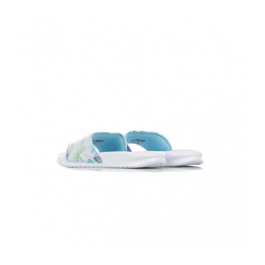 CIABATTE WMNS BENASSI JDI PRINT WHITE/WHITE/BLUE GAZE/APHID GREEN