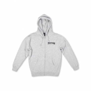 FELPA CAPPUCCIO LOGO ZIP GRIGIO/NERO