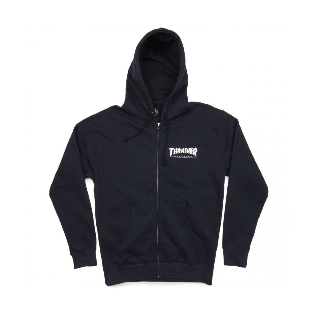 FELPA CAPPUCCIO LOGO ZIP NAVY/BIANCO