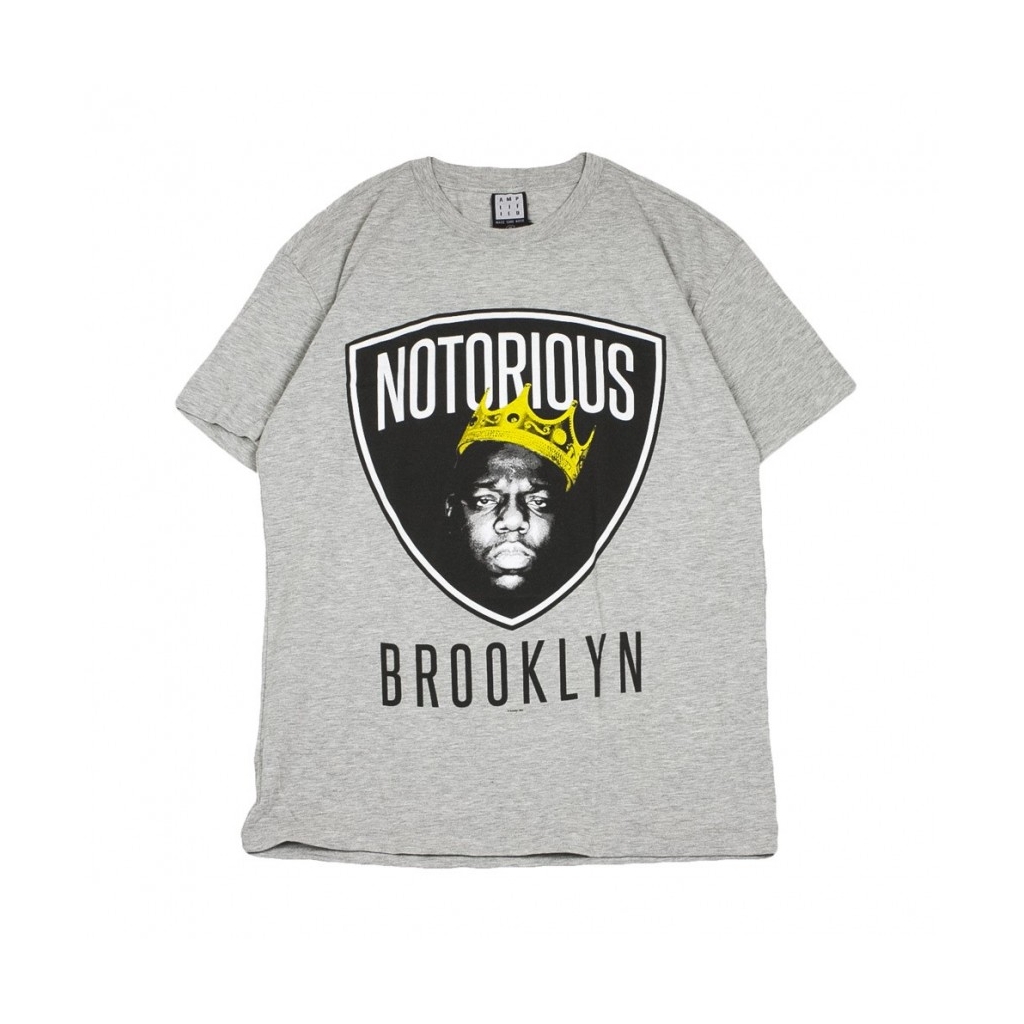 MAGLIETTA BIGGIE NOTORIOUS BROOKLYN GRIGIO MELANGE