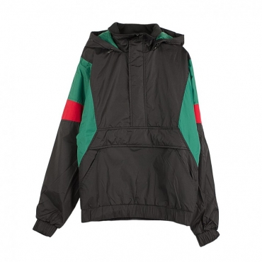 ANORAK 3 TONE PULL OVER BLACK/GREEN/FIRE RED
