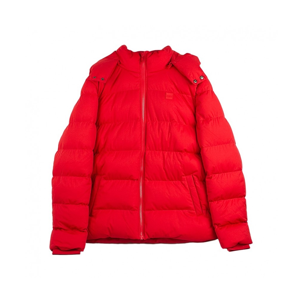 PIUMINO HOODED BOXY PUFFER JACKET FIRE RED