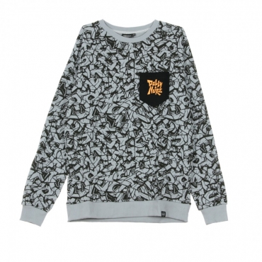 FELPA GIROCOLLO ROCKS PATTERN CREW GREY/BLACK