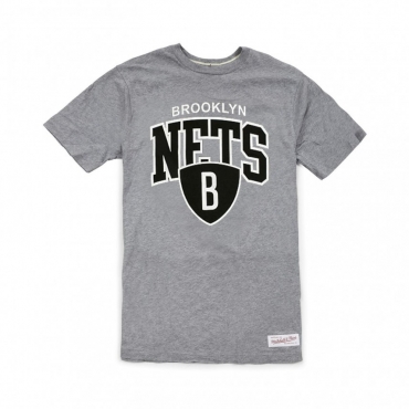 MAGLIETTA BROOKLYN NETS TEAM ARCH TRADITIONAL TEE GRIGIO SCURO MELANGE