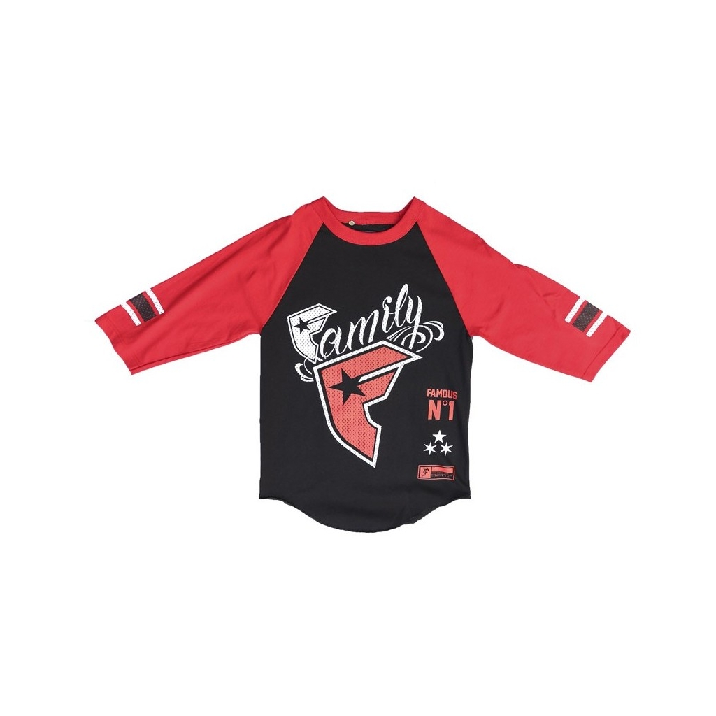 MAGLIETTA FAMOUS T-SHIRT MESH 3/4 SLEEVES WILD RAGLAN Black/Red/White unico