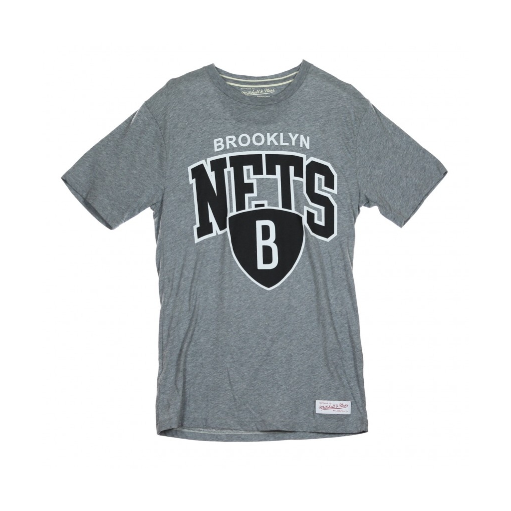 MAGLIETTA MITCHELL  NESS T-SHIRT NBA BROOKLYN NETS TEAM ARCH Grey unico