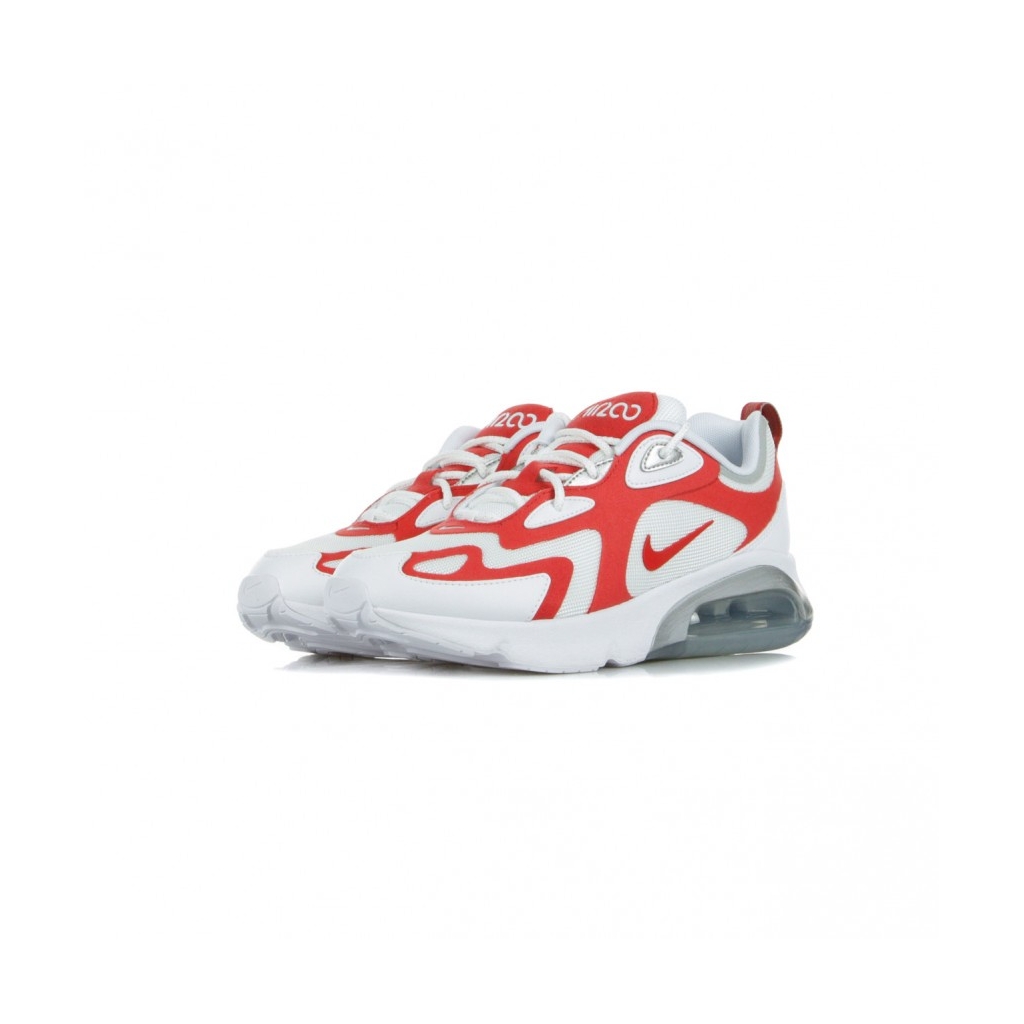 SCARPA BASSA AIR MAX 200 WHITE/UNIVERSITY RED/METALLIC SILVER