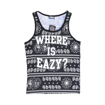 CANOTTA MASS DENIM TANK TOP WHERE IS EAZY ALL OVER Black/White unico