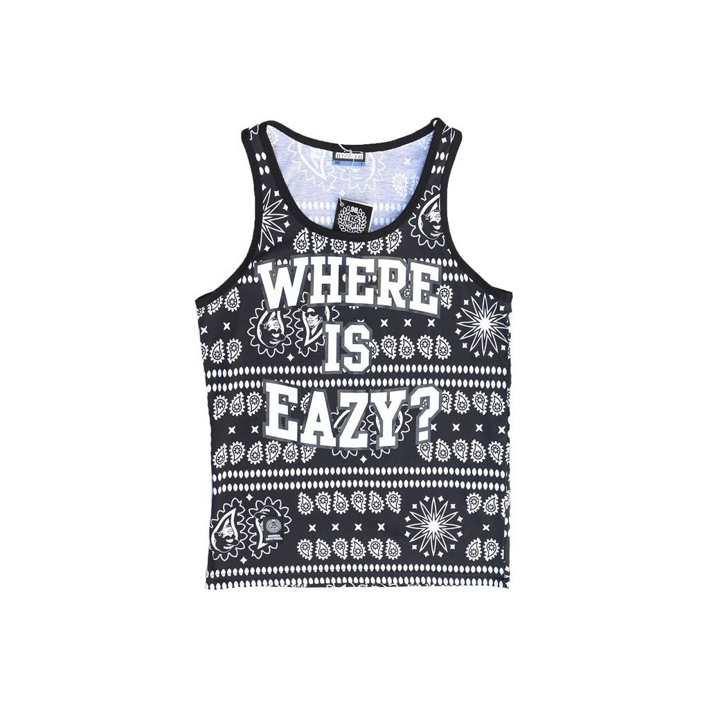 CANOTTA MASS DENIM TANK TOP WHERE IS EAZY ALL OVER Black/White unico