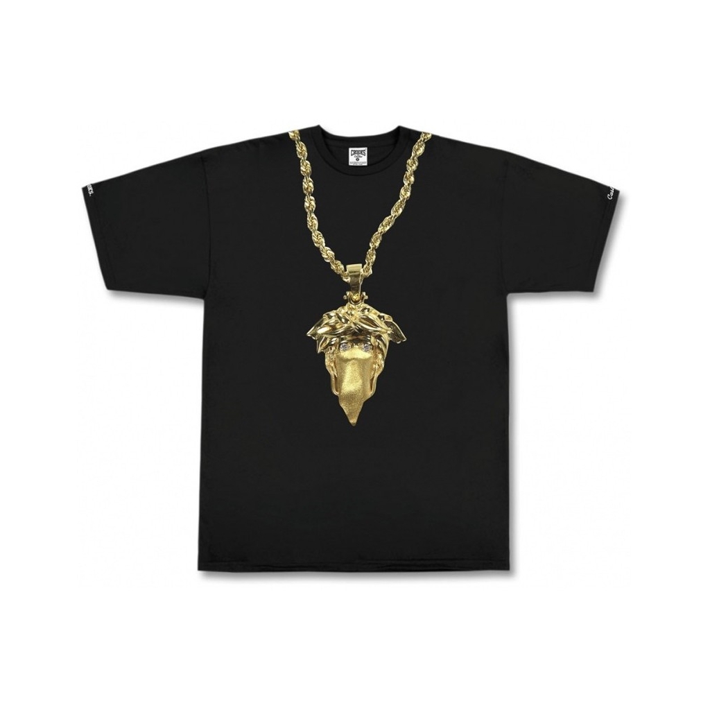 MAGLIETTA CROOKS  CASTLES T-SHIRT MEDUSA CHAIN Black/Gold unico
