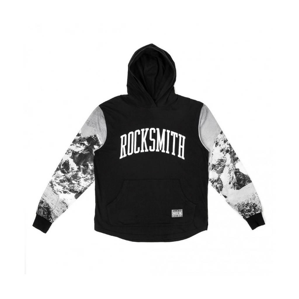 MAGLIETTA ROCKSMITH T-SHIRT L/S HOODED TASCHE EVEREST Black/All Over Sleeves unico