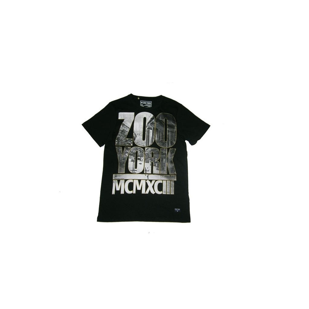 MAGLIETTA ZOO YORK T-SHIRT MCMXCII BRIDGE Black/Grey/Gold unico