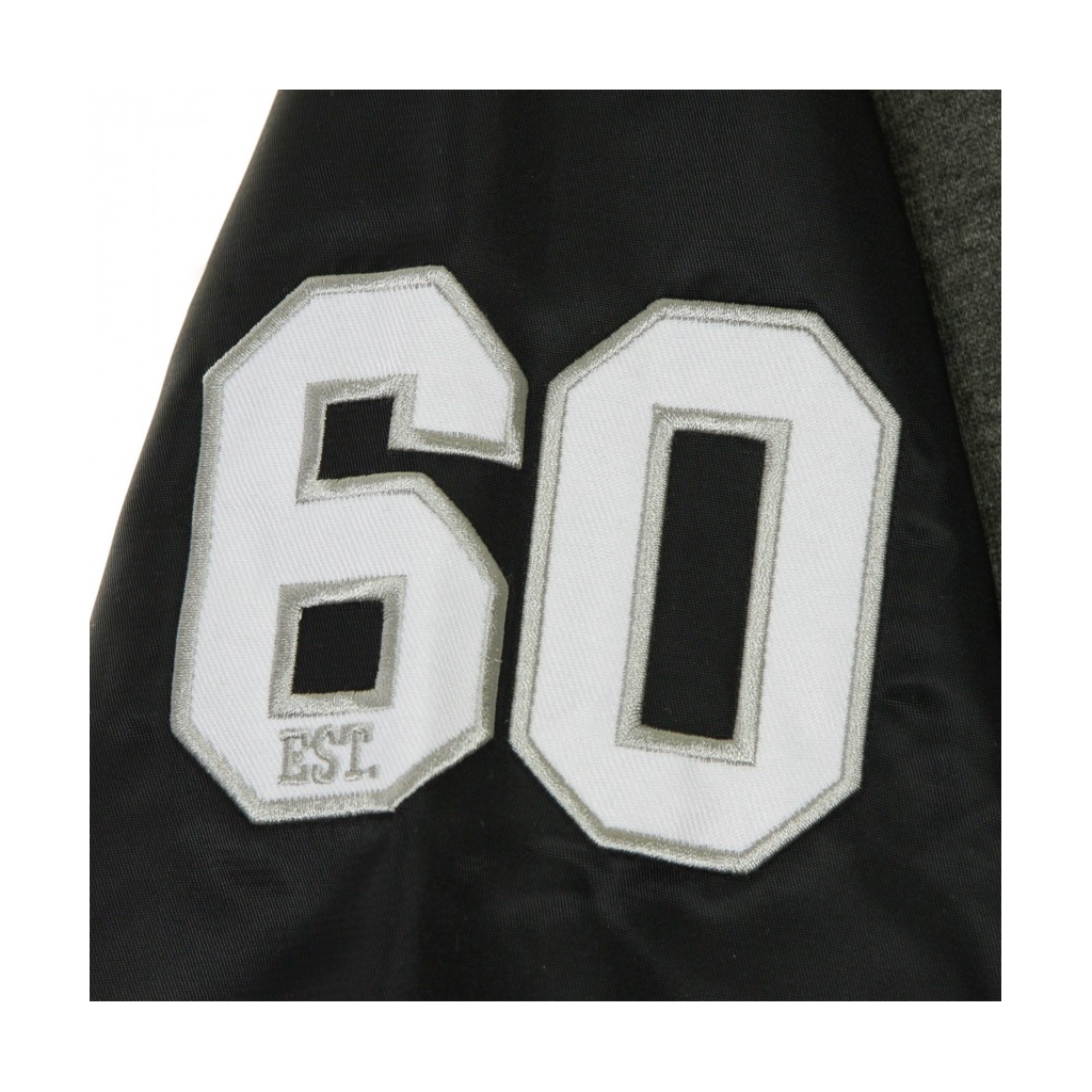 NFL GIUBBOTTO COLLEGE HOODED MIXED FABRIC VARSITY JACKET OAKRAI BLACK/DARK GREY HEATHER/WHITE