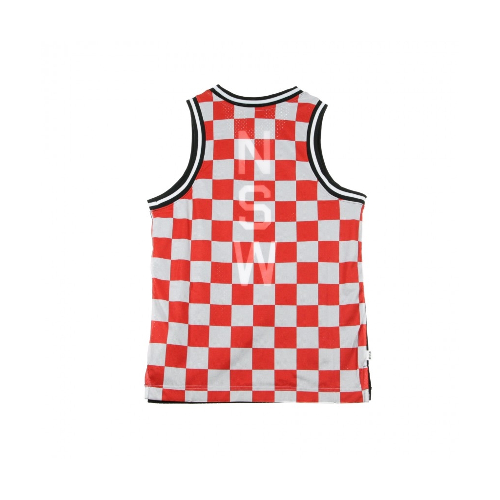 CANOTTA TIPO BASKET TANK AOP CHECK BLACK/UNIVERSITY RED/WHITE