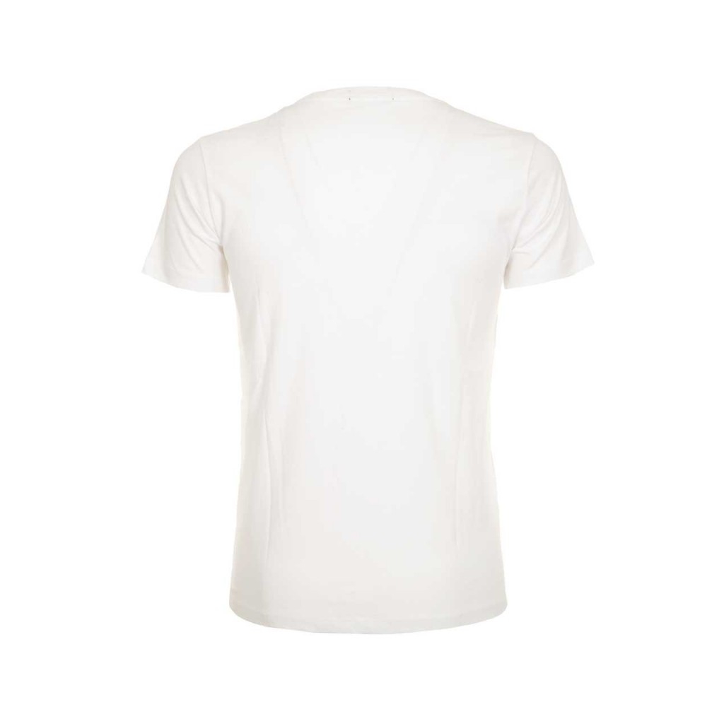 T-Shirt bianca con taschino e logo 001