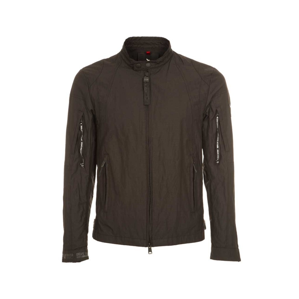 Giubbino Biker nero in cotone stretch 098